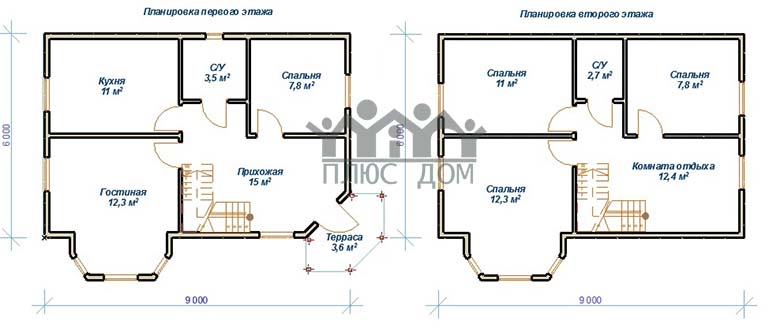 планировка Каркасный дом 6 на 9 метров проект К-2